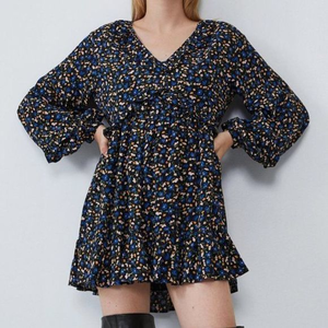 Zara Floral Mini Dress Ruffle‎ Ballon Sleeves XS